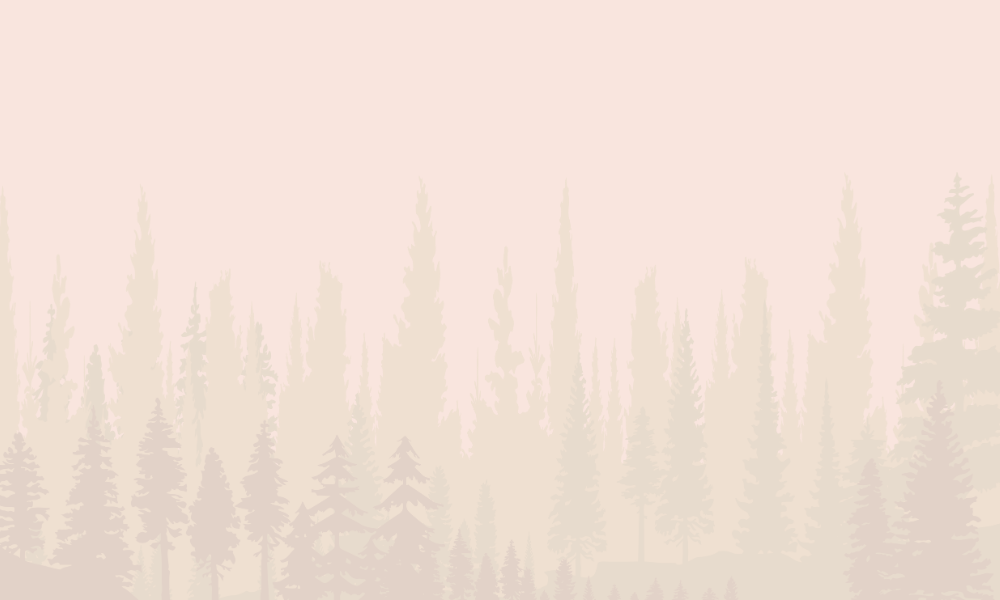 Soft pink sunset sky with misty mountain silhouettes in the background.