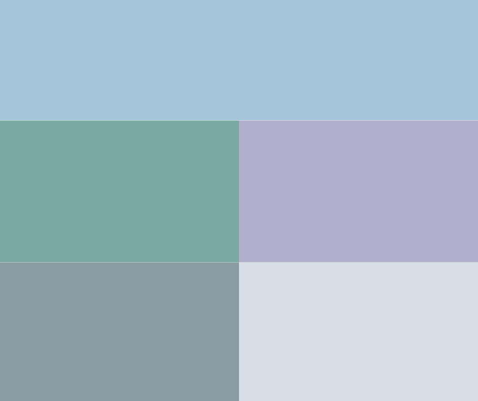 A row of gradient color blocks in soft pastel shades of blue, green and purple arranged horizontally.