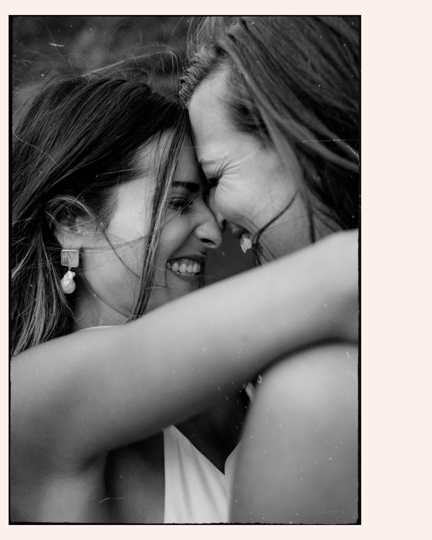A series of black and white intimate photos showing a couple embracing and sharing tender moments together.