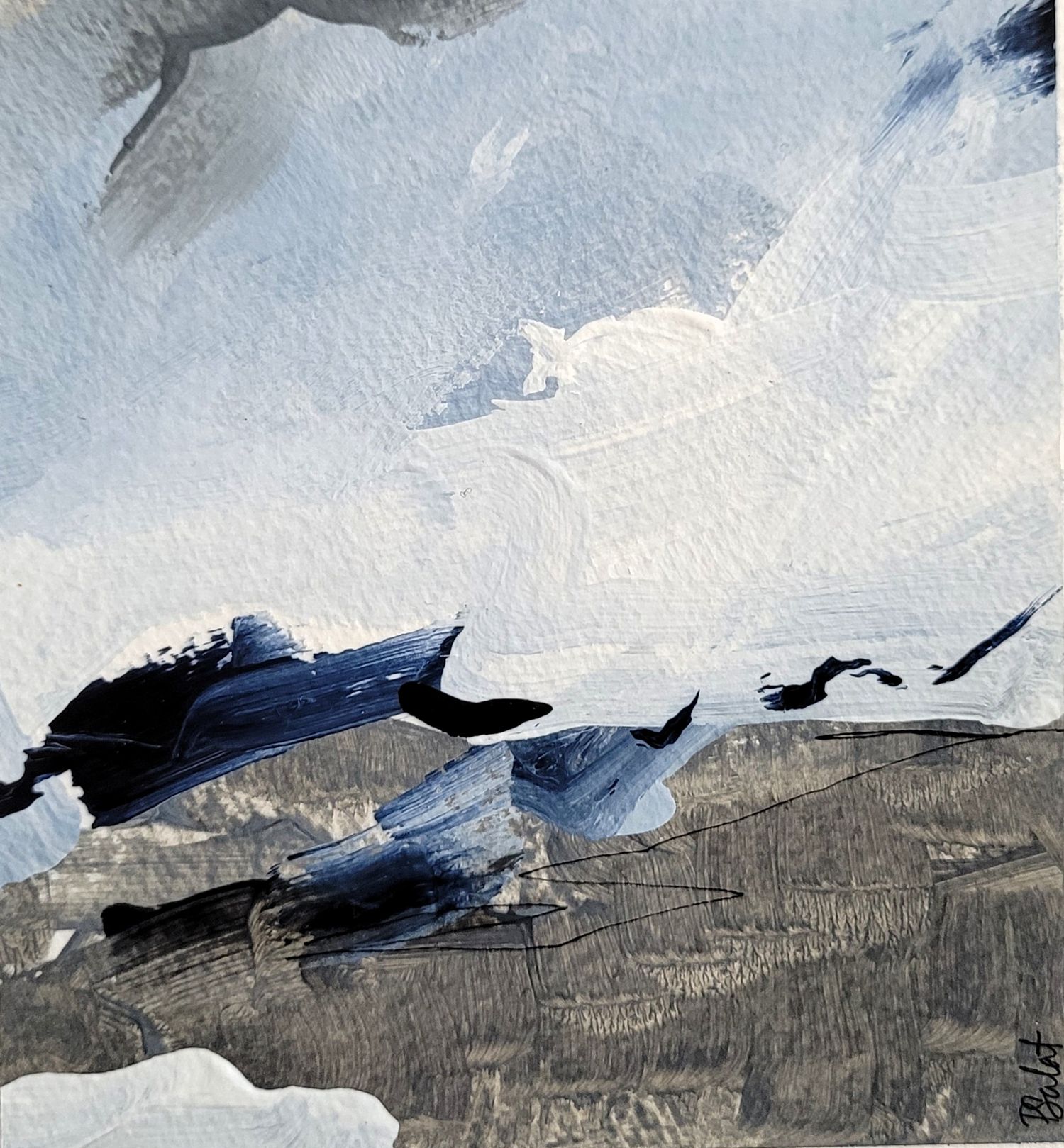 A dramatic panoramic painting of a landscape with dark clouds and stormy skies above.