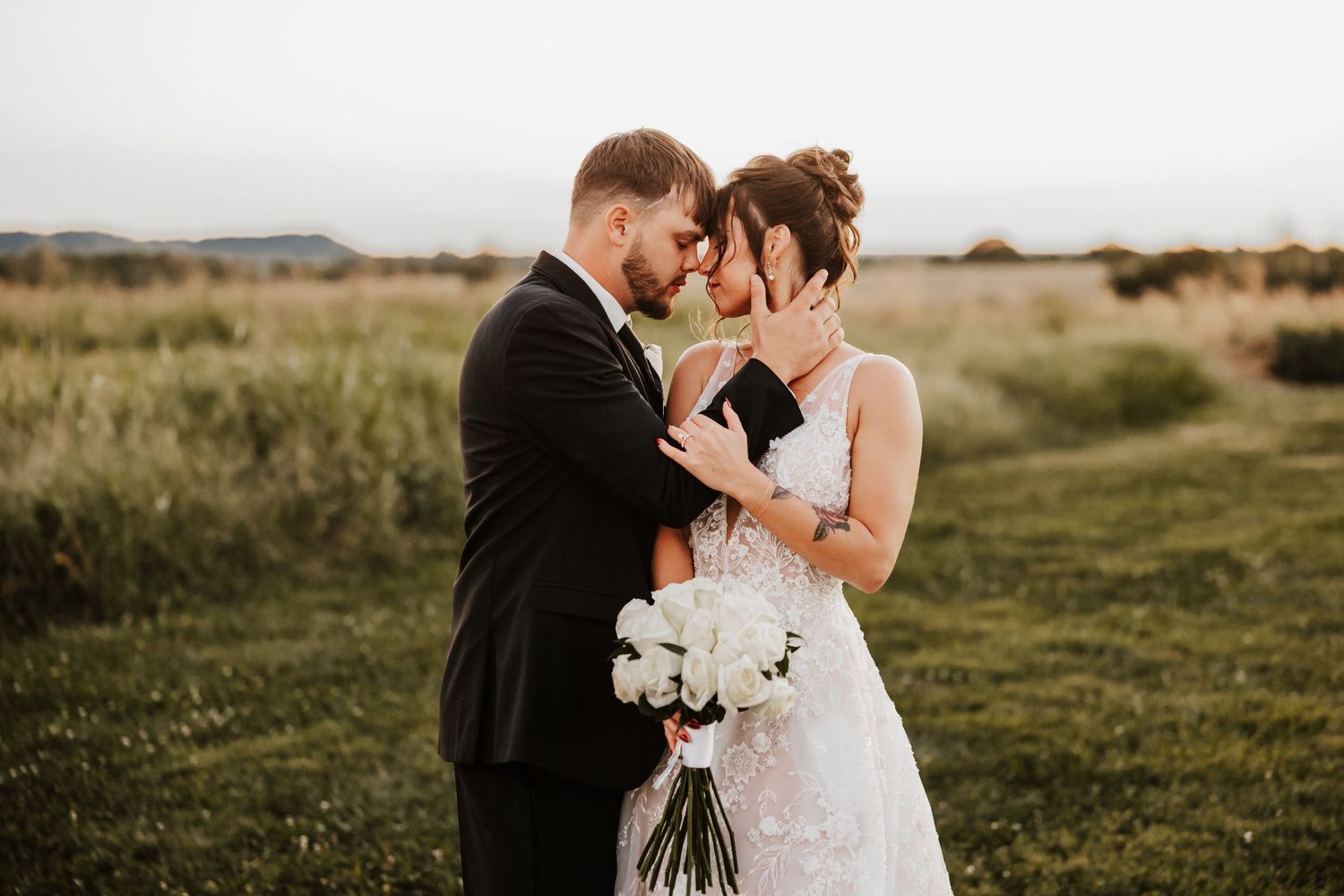 Collection of romantic outdoor wedding photography moments in natural settings.