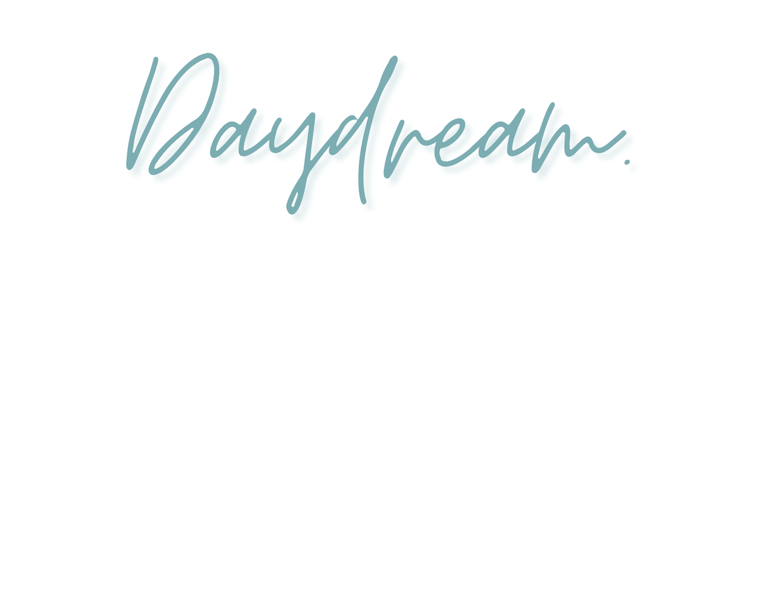 Elegant script text in teal blue ink on white background.