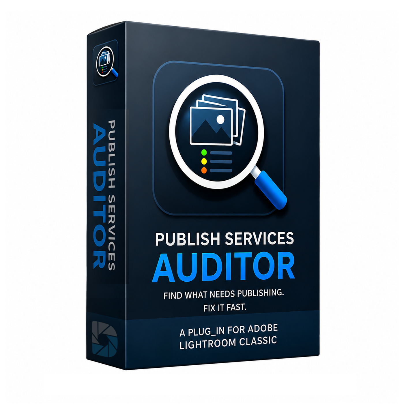 Publish Services Auditor software box for a plugin used with Adobe Lightroom Classic