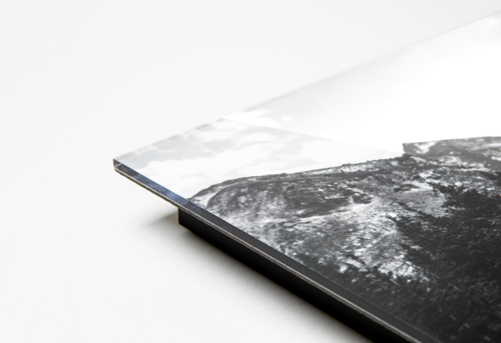Close up details of an acrylic print.