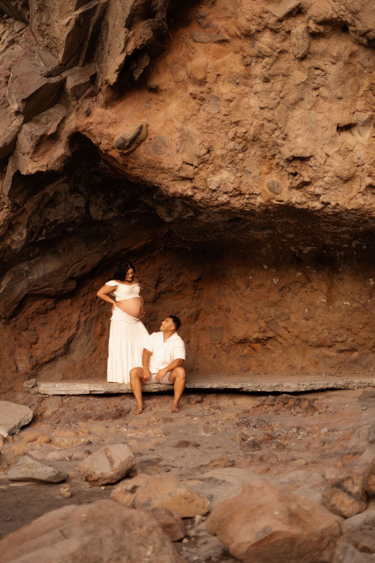 Sunset maternity session with partner at Taylors Mistake, Christchurch