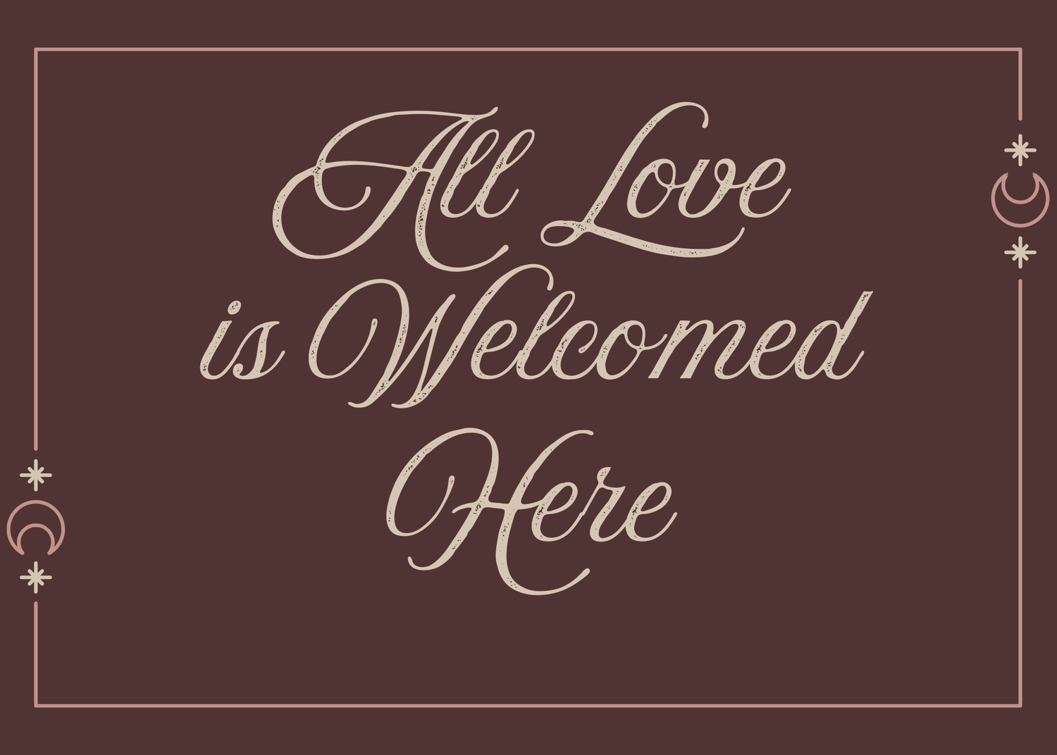 Rustic wooden signs with elegant script text displaying welcoming phrases in brown tones with decorative borders.