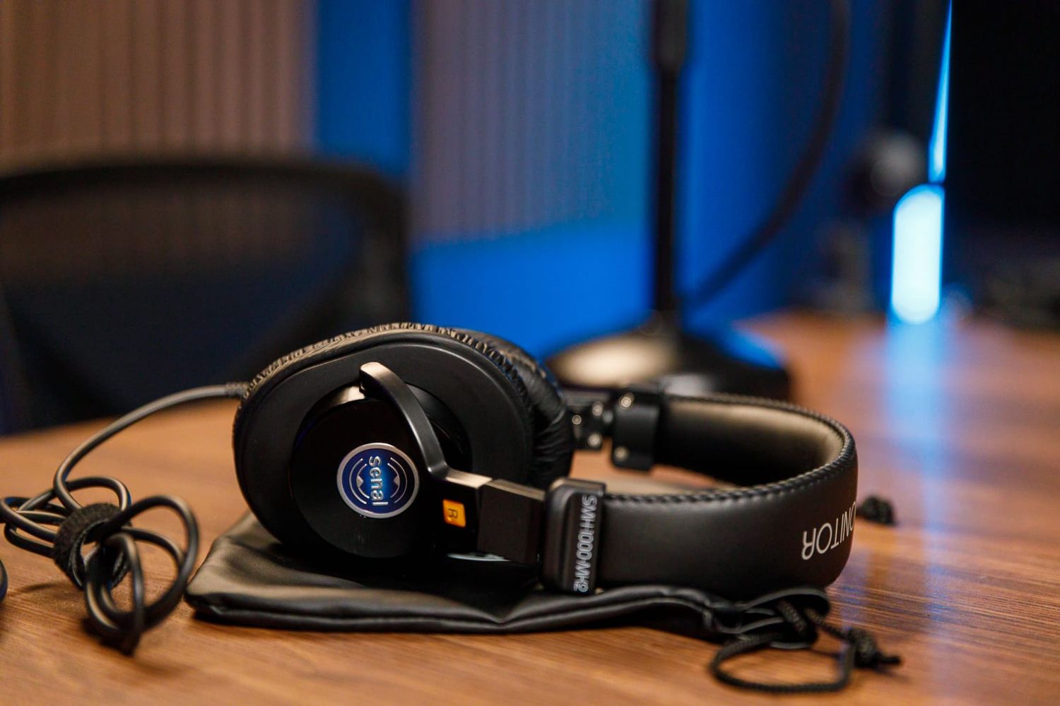 Professional podcast headphones in studio in a Seminole FL podcast recording studio rental