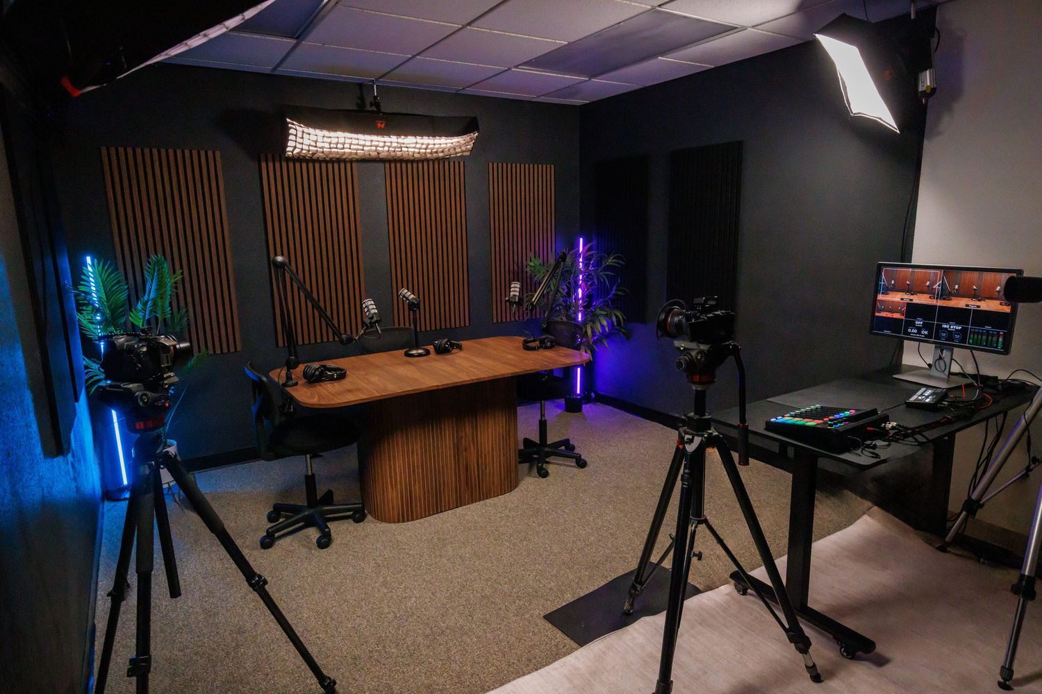 Video podcast recording studio rental with cameras and professional production equipment in Seminole FL