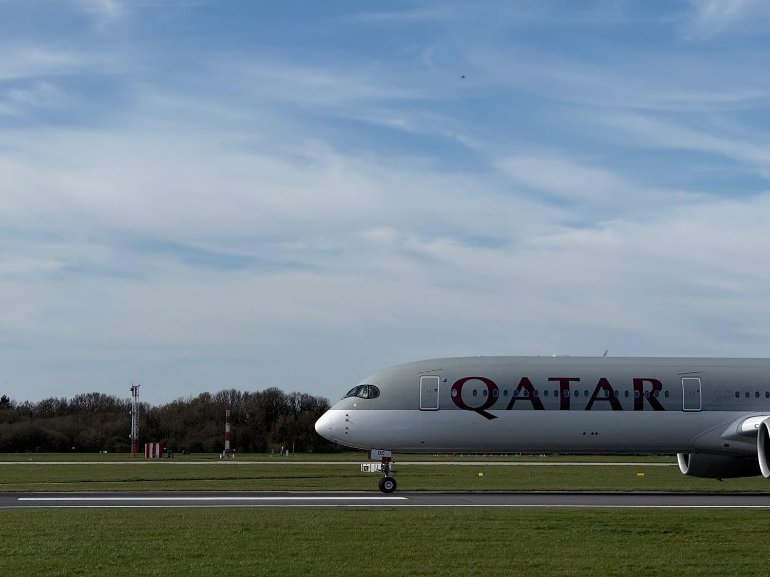 Qatar Airways at Manchester Airport.