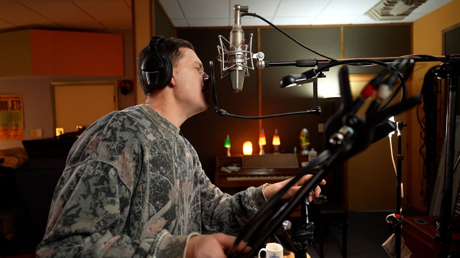 Scotty Mcreery is performing a song in a studio in Raleigh North Carolina.  - photo by Tina Telep