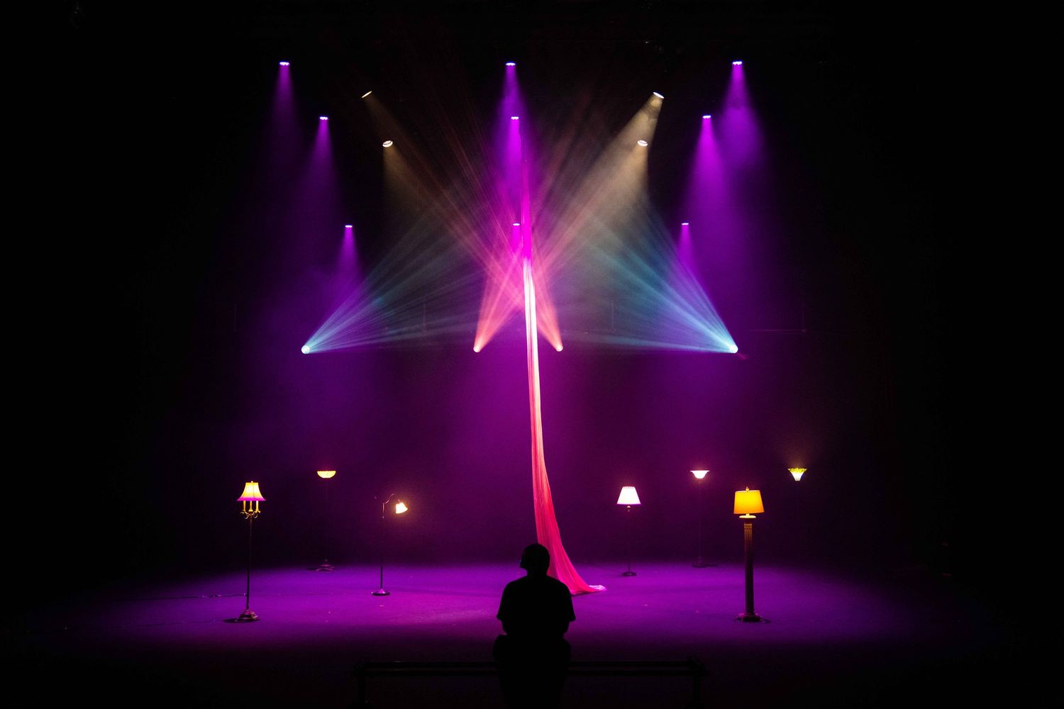 George Mason University The Flame that Lights the Gloom Stage Photo Mason World Colorguard - photo by Tina Telep