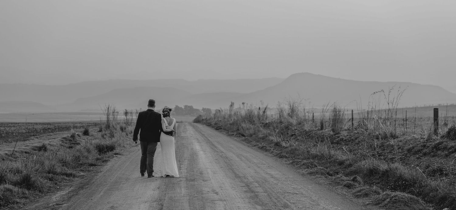 Elegant wedding couple portrait at sunset in Natal