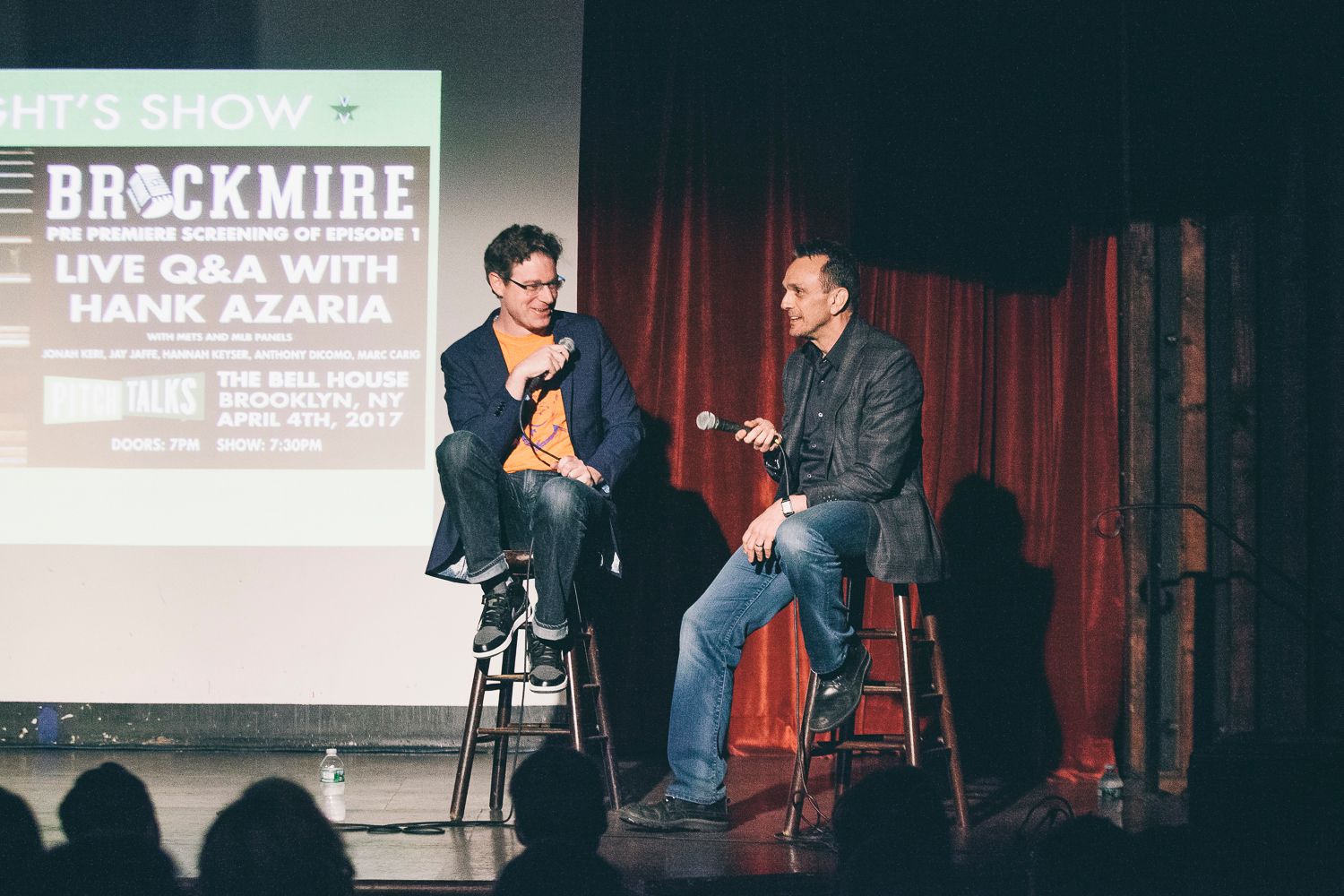 Live Q&A with Hank Azaria at Brockmire premiere screening event on stage.