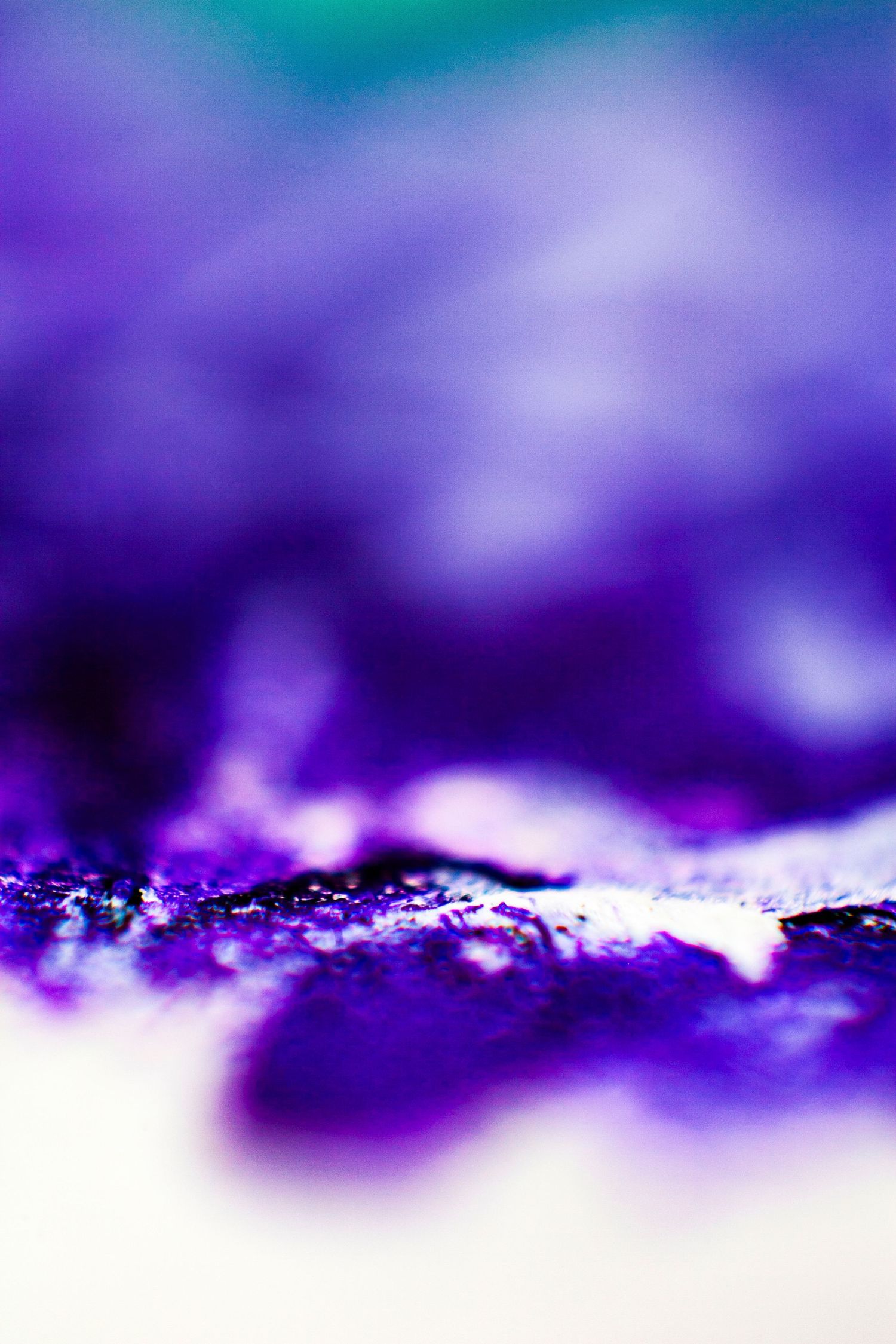 Close-up macro shot of vibrant purple pigment powder with bokeh background effect.
