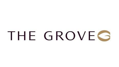 The Grove hotel logo with stylized gold leaf accent.