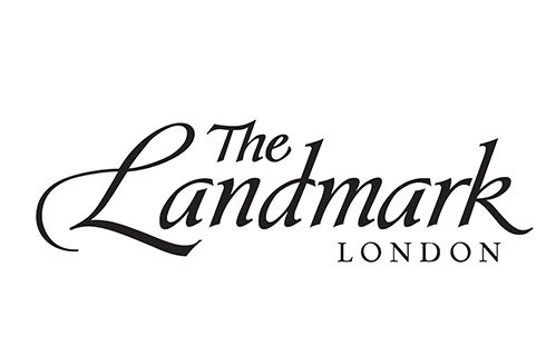 Elegant script logo for The Landmark London hotel displayed in black calligraphy.