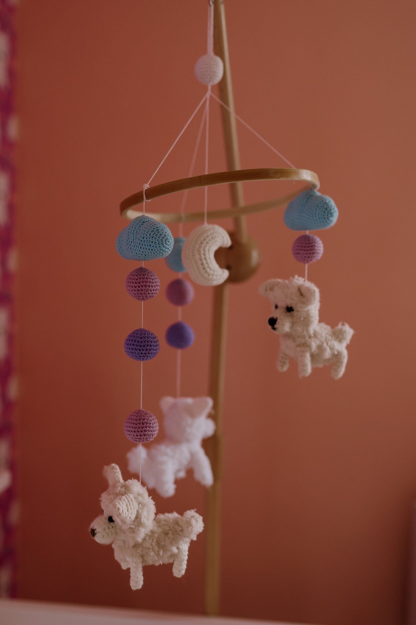 Crib mobile in nursery