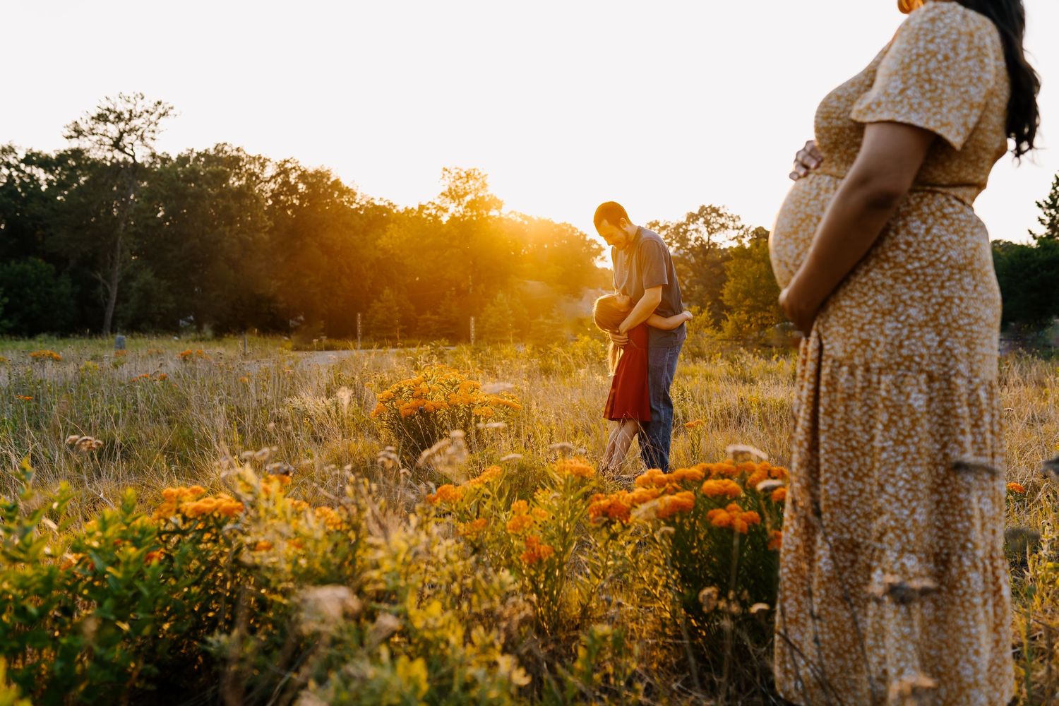 family in wildflowers