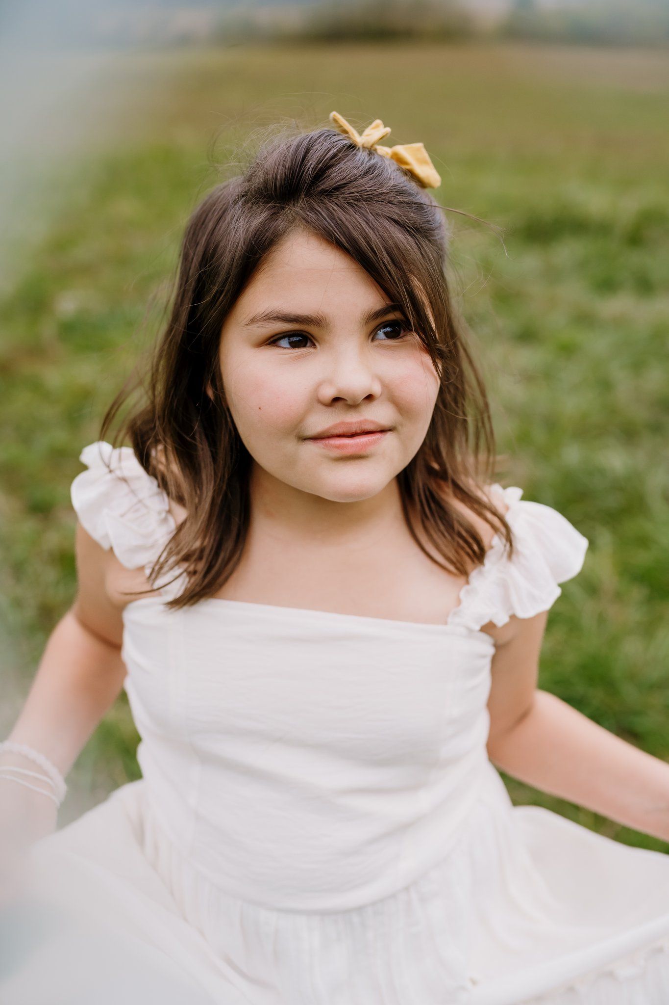 10 year old looks tranquily off camera during smoky mountains family photos