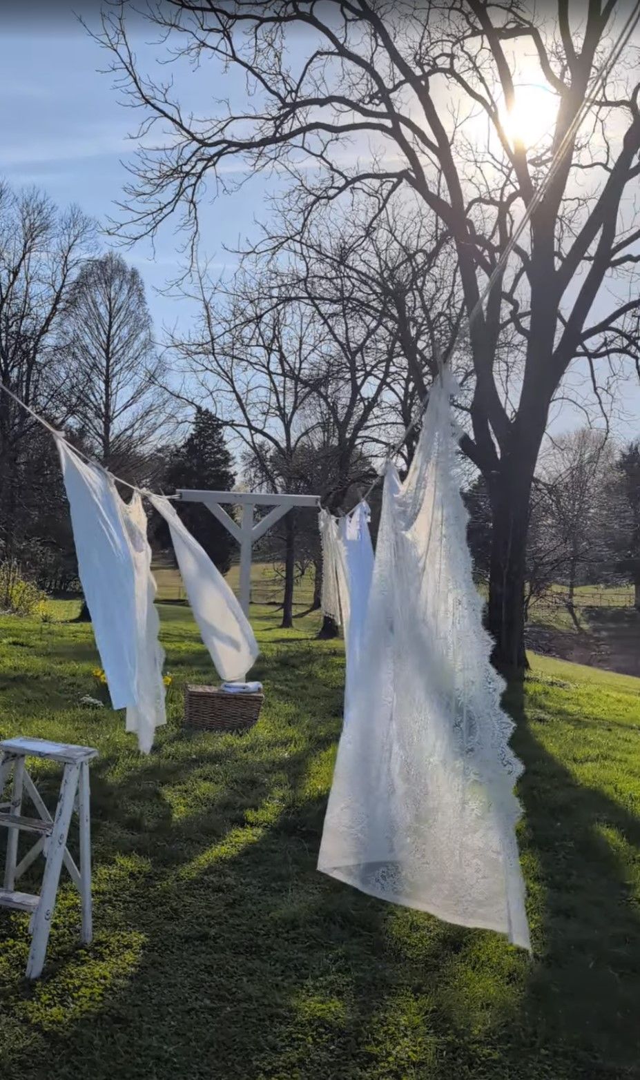 Clothesline setup at the holmstead studio in karns