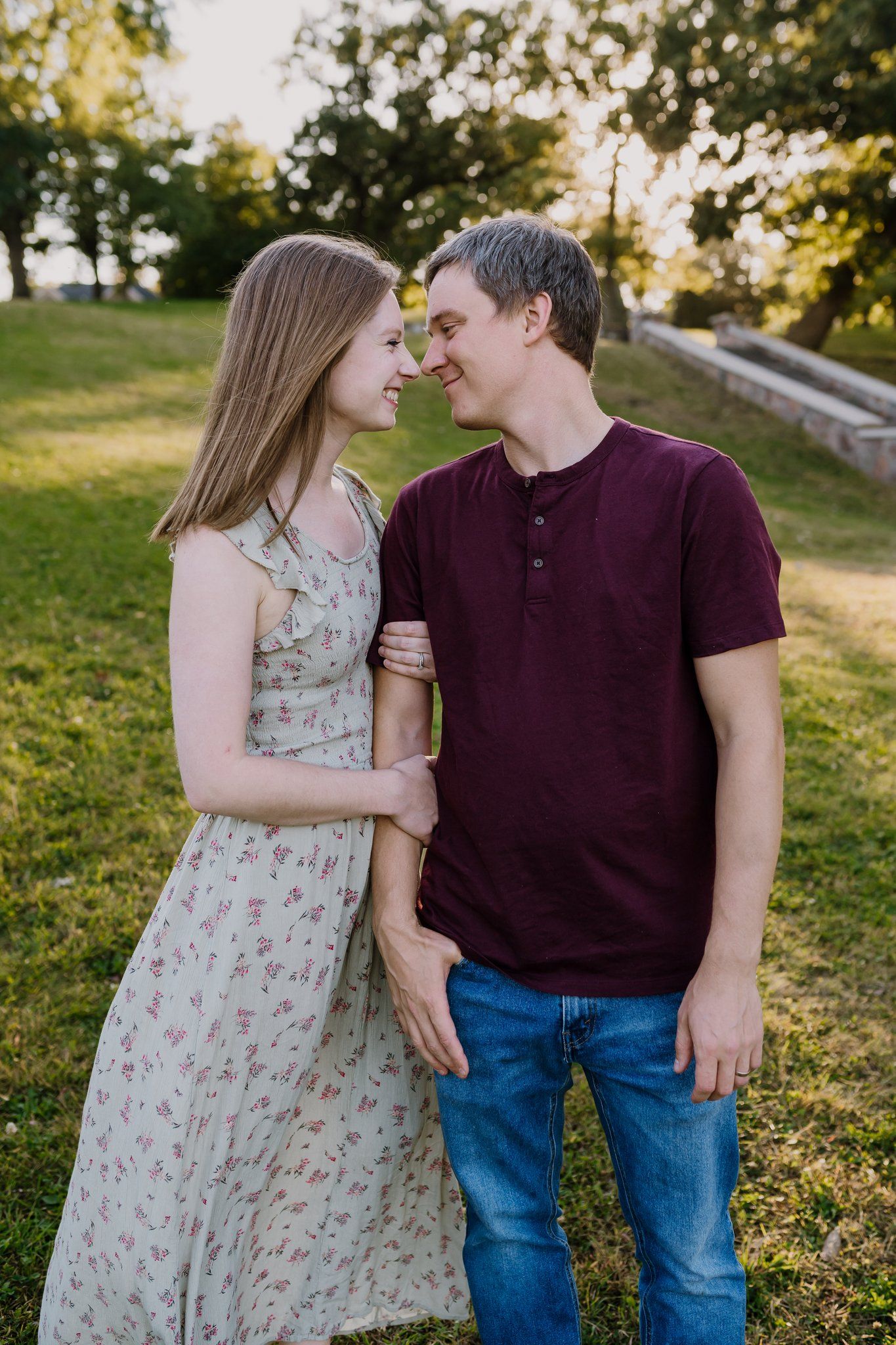 Husband and wife smile at each other