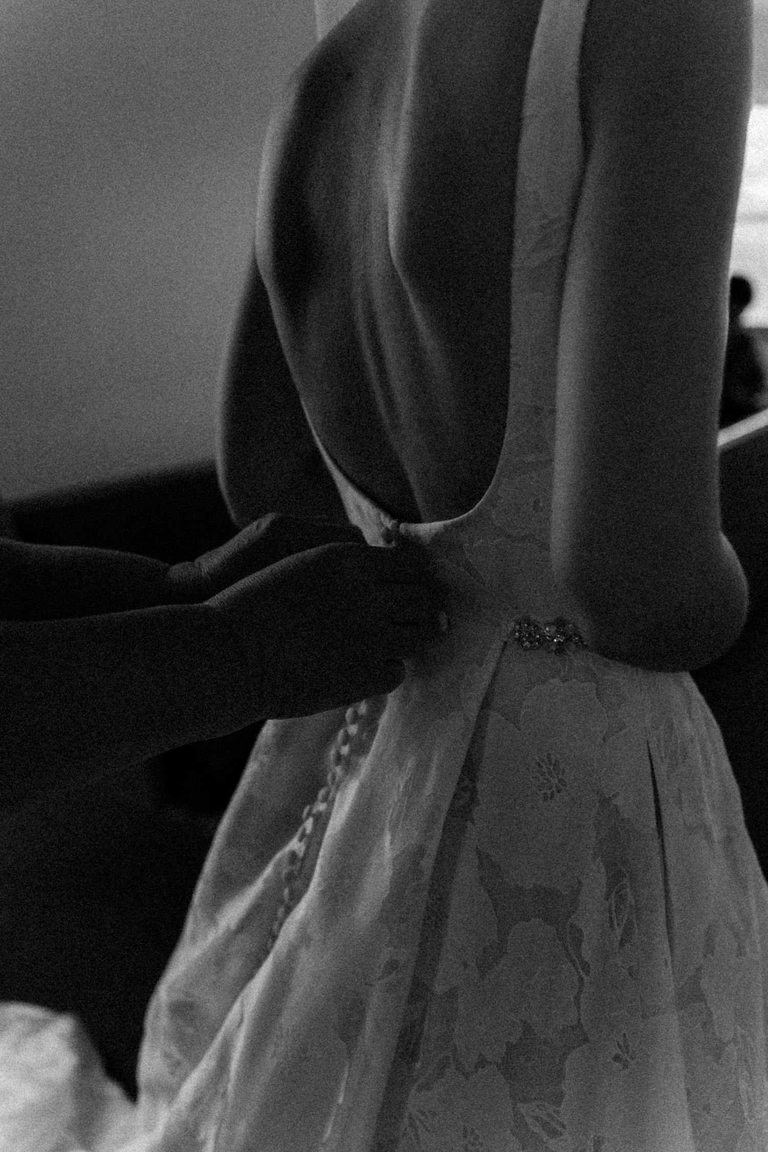 Emma + Sam at the Tangle Wood Hills Pavilion in May of 2025 - A Beautiful Spring Wedding - Black and white getting ready detail