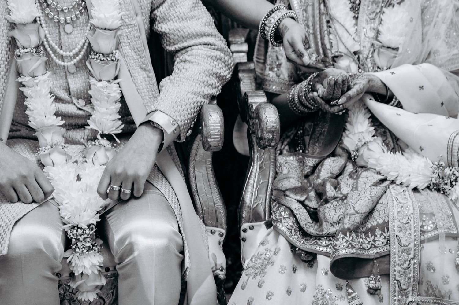 A collection of black and white wedding photos showing couples and guests celebrating at traditional ceremonies.