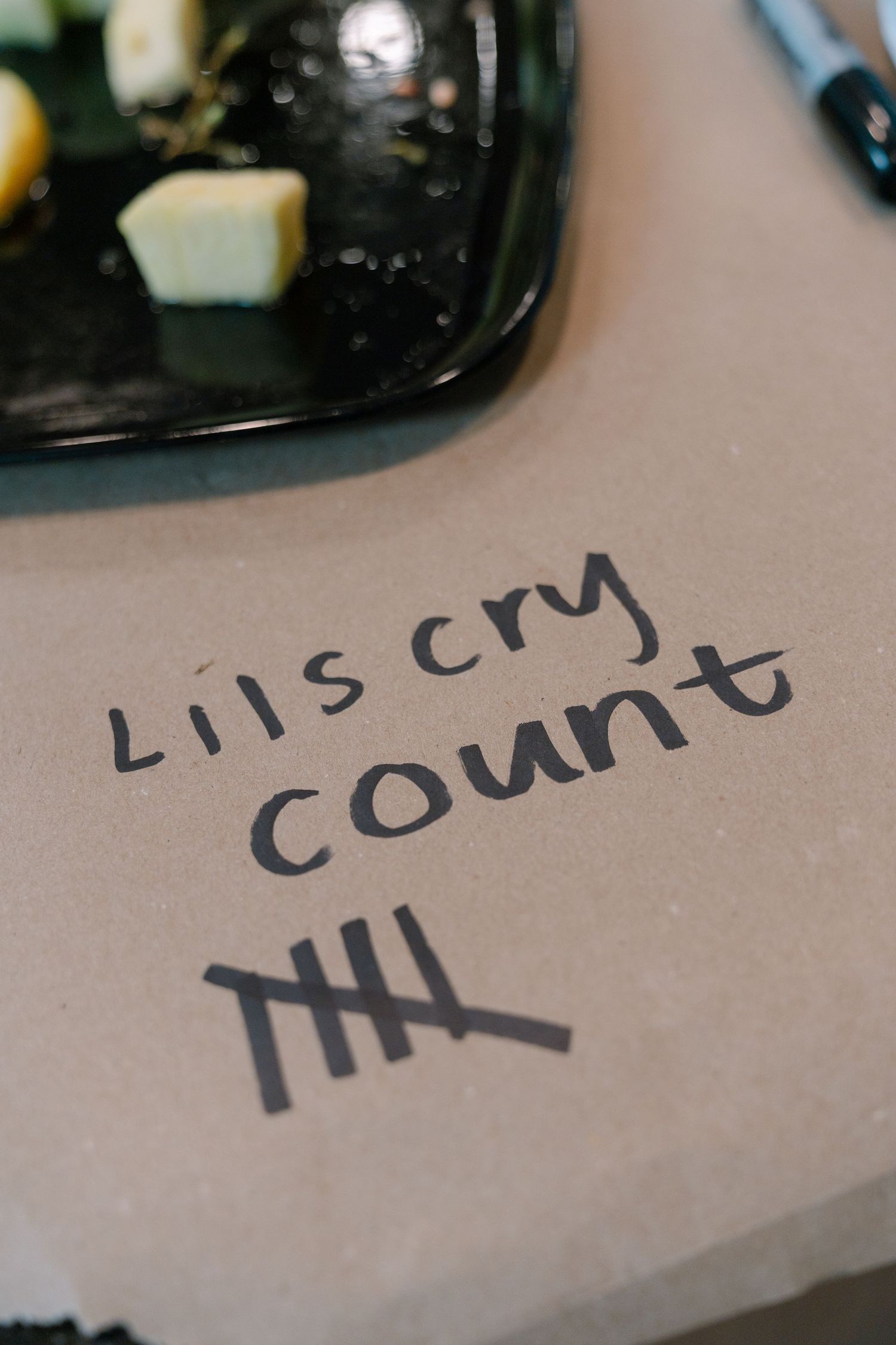 The image shows handwritten text that says 'Lil's crm count'.
