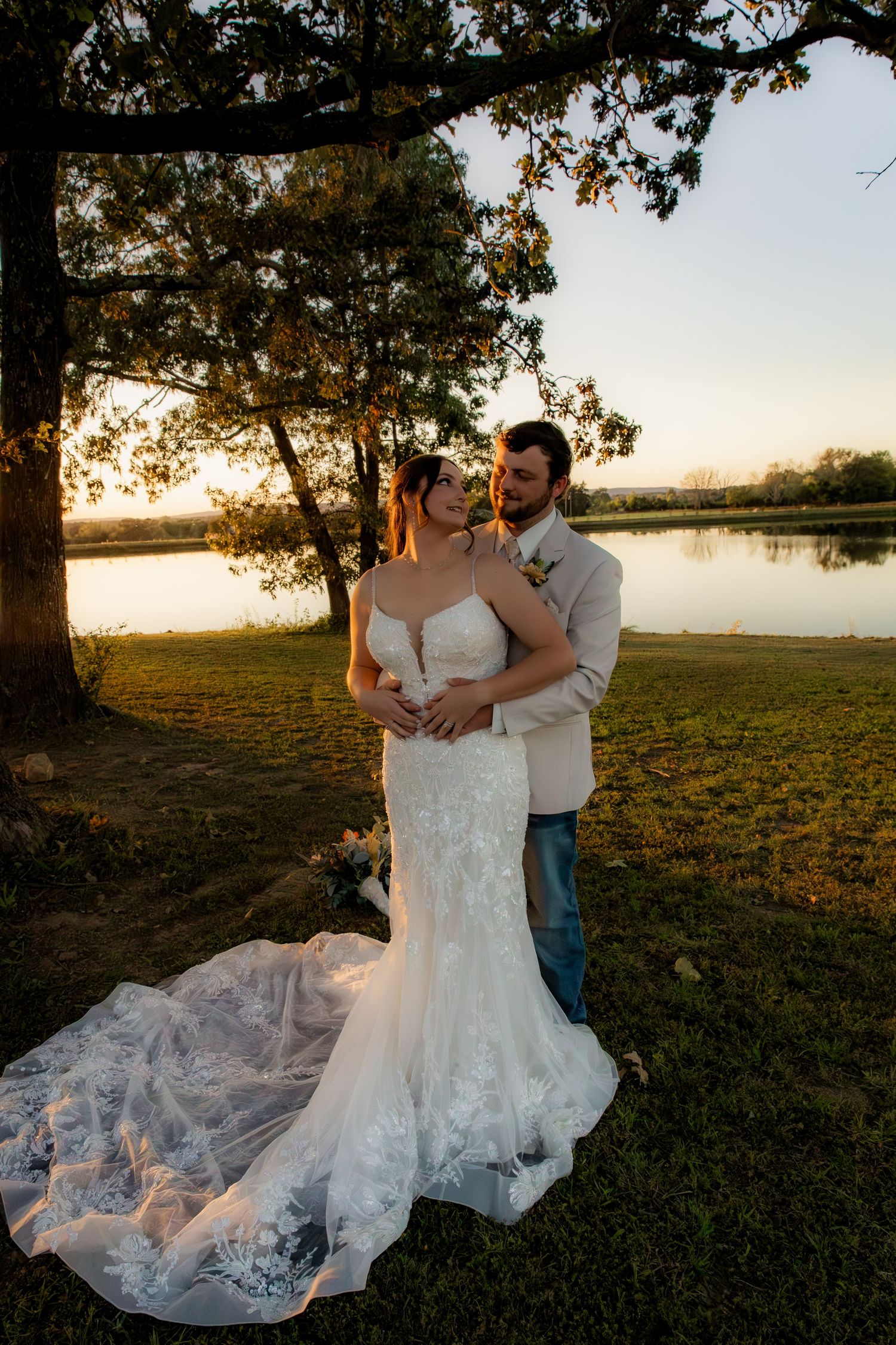 Husband holding wife and looking at each other