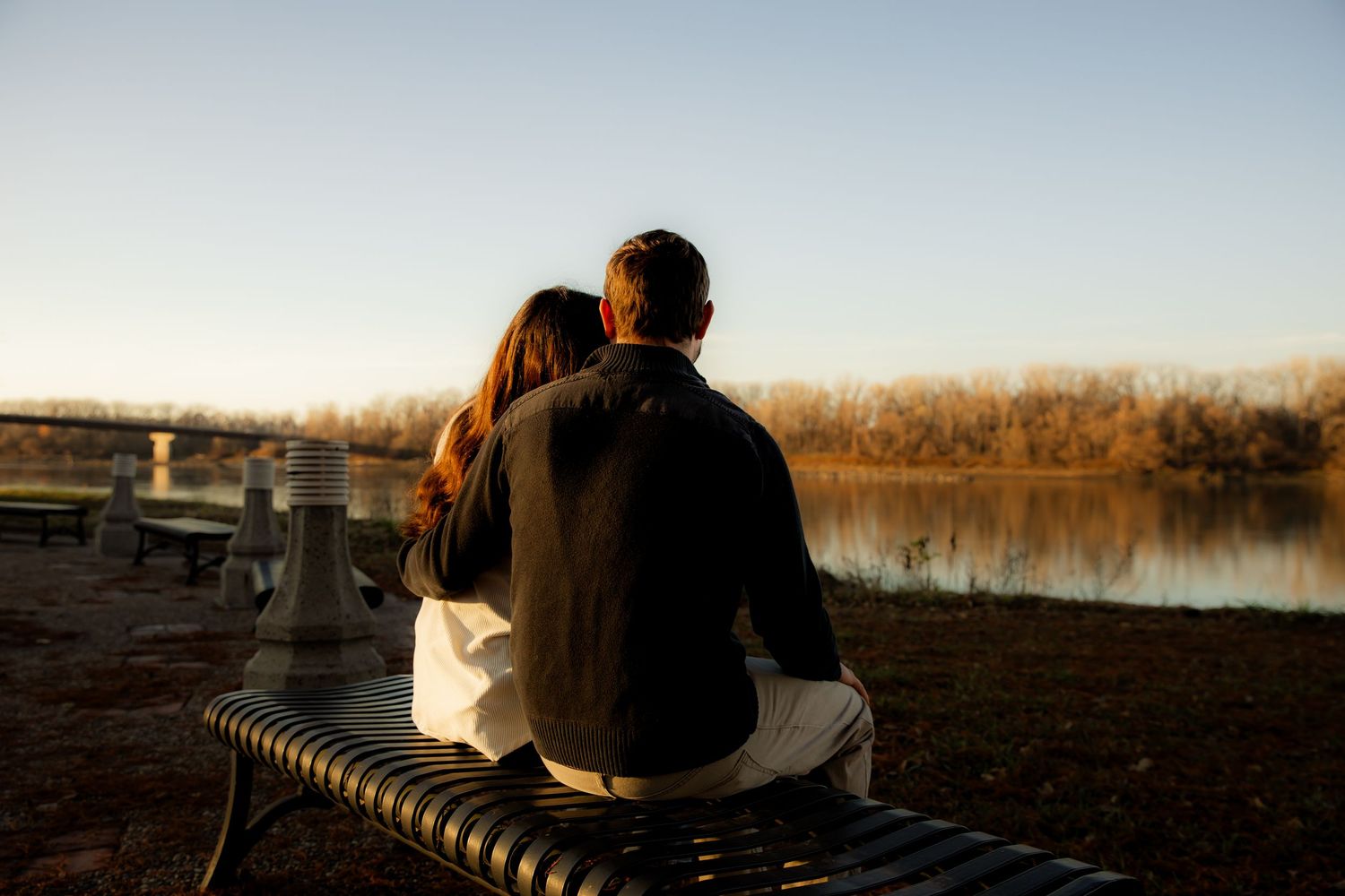 Sitting on bench and looking out over Missouri River