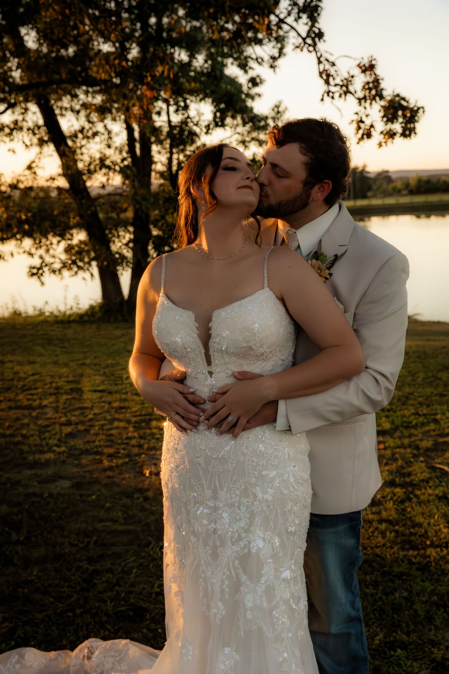 Husband kissing wife on cheek