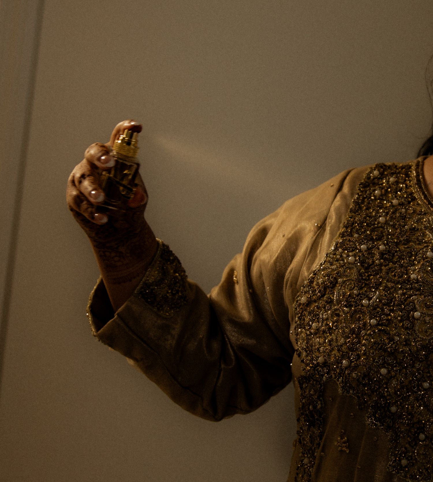Perfume being applied detail shot