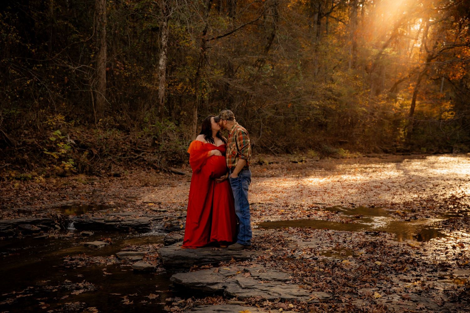 Maternity Session in Creek with partner