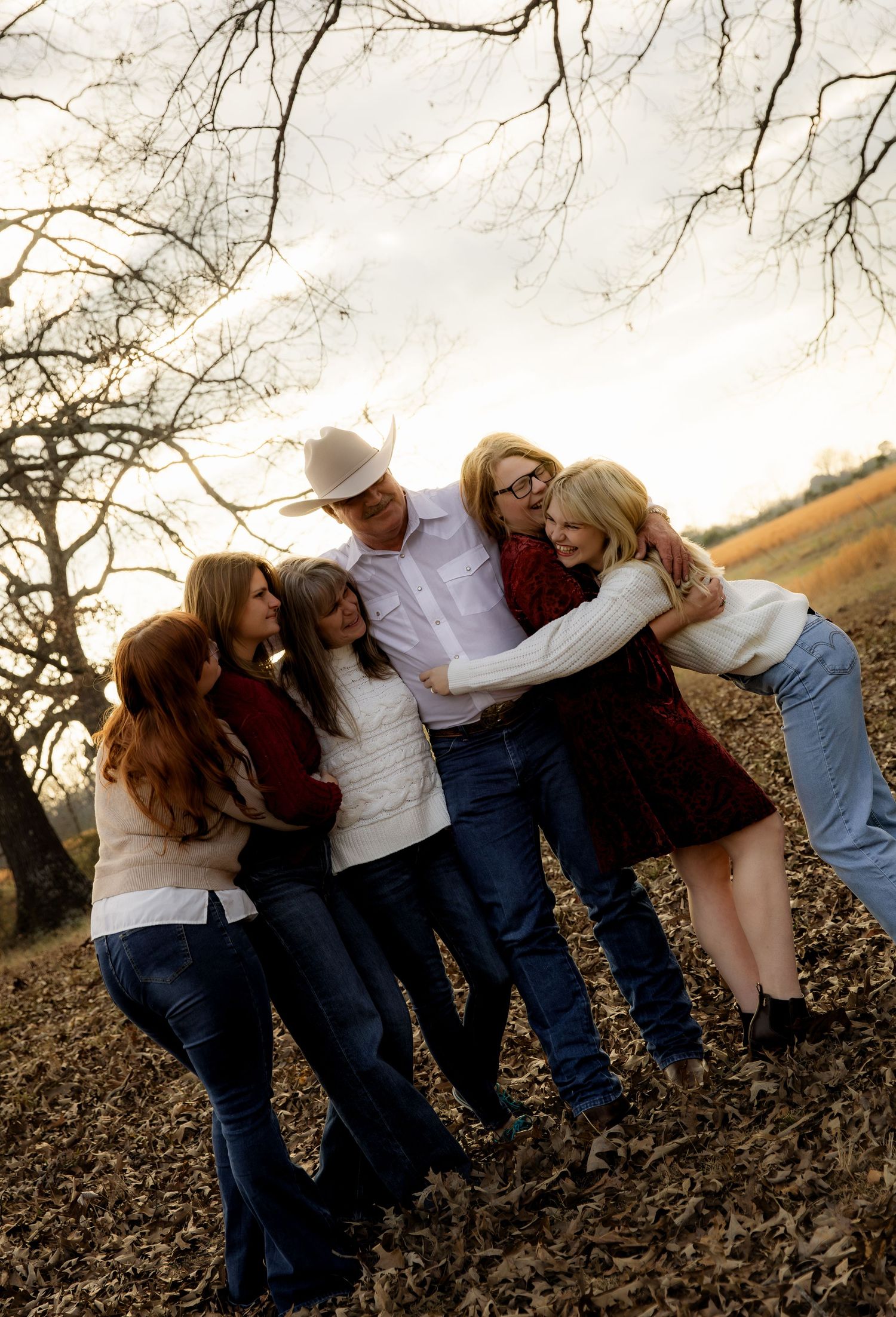 Family hugging