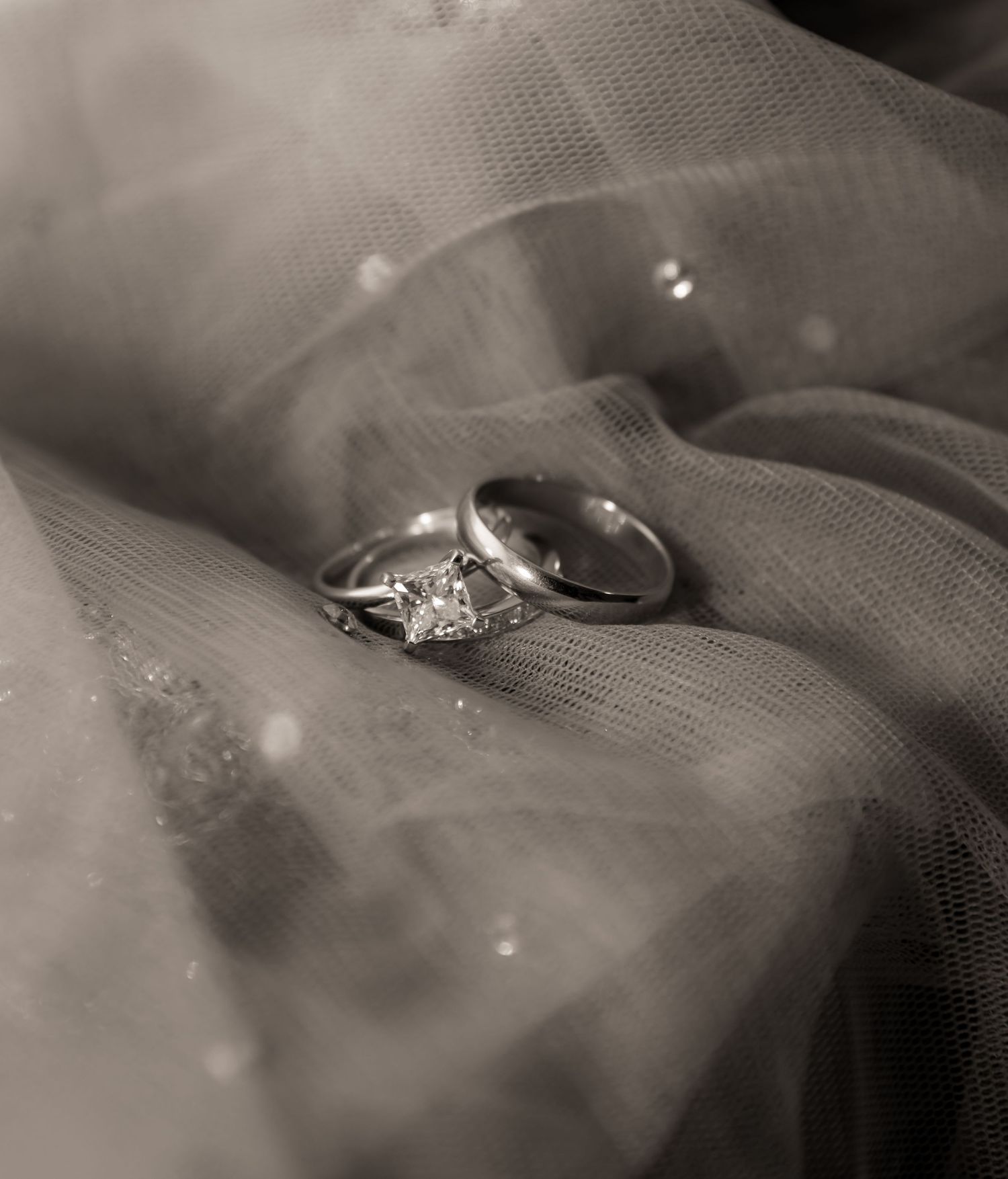 Engagement Ring black and white details