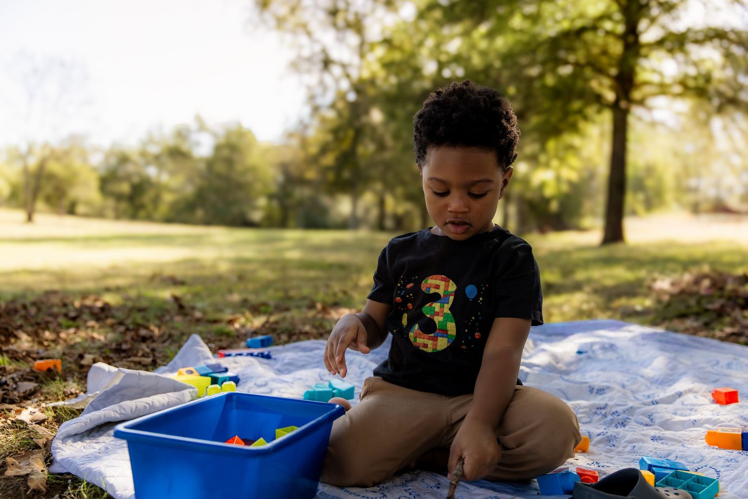 Boy playing with blocks