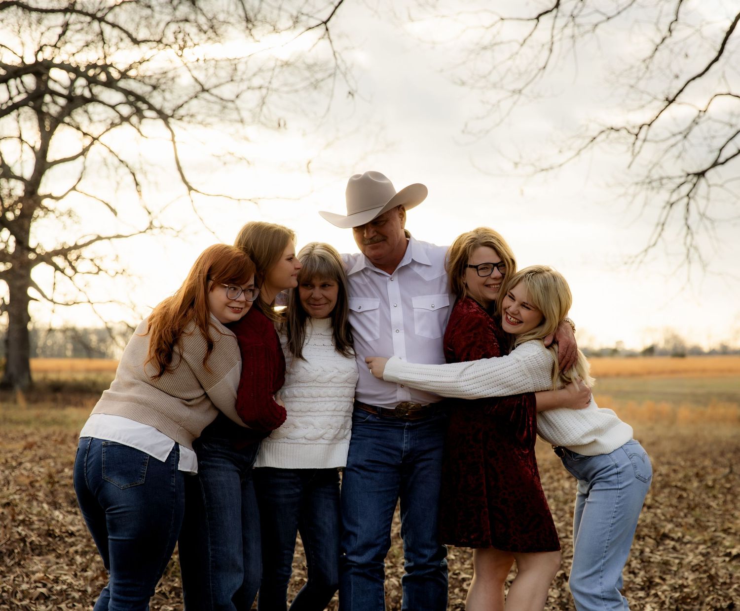 Family hugging