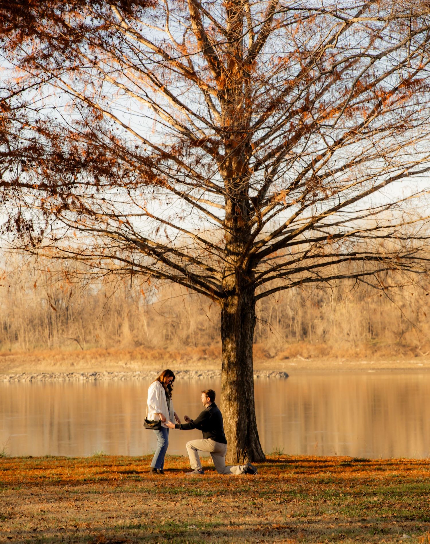 Surprise Fall engagement session on Missouri River