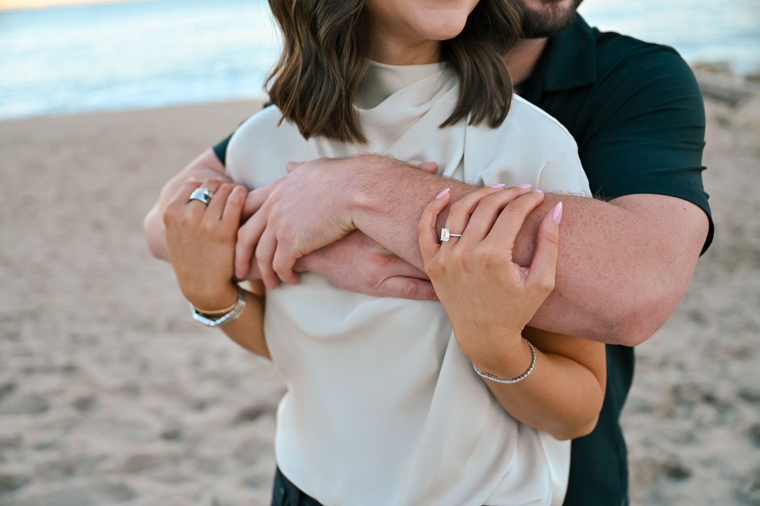 Intimate couple portrait session showing loving embrace and connection.