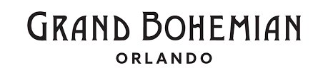 Stylized text reading Grand Bohemian Orlando in an elegant font. Hotel logo.