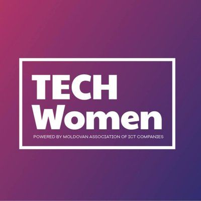 Purple gradient tech banner with white text and logo design.