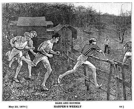 Historical illustration of escaped slaves running through woods at night.