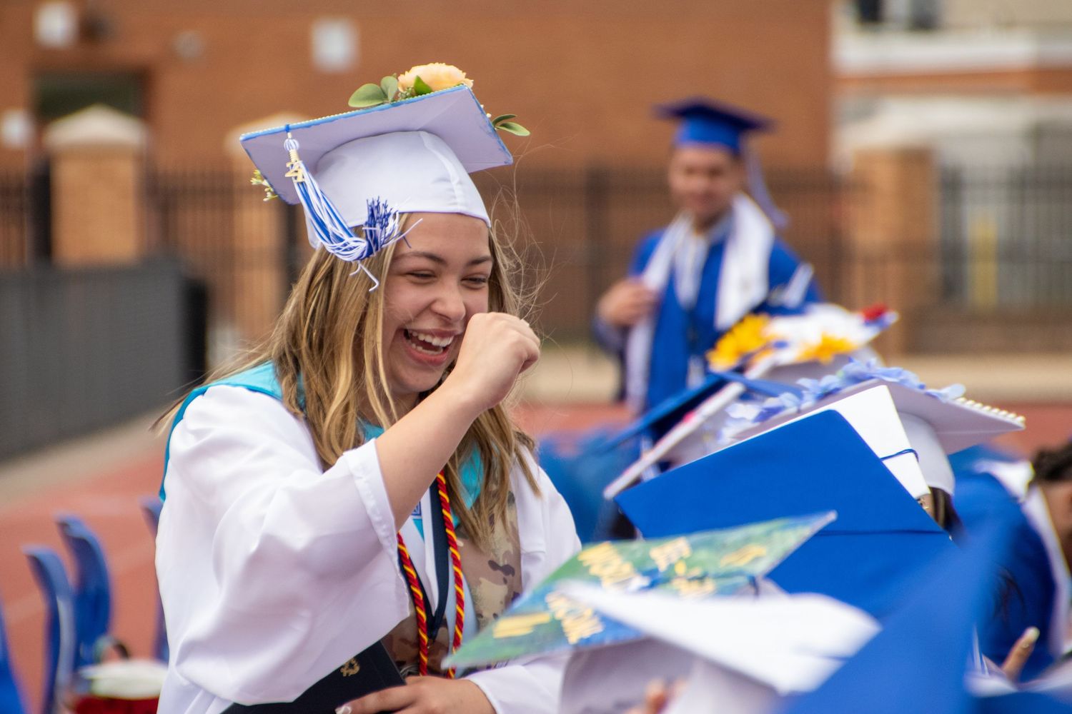 Graduate during ceremony excited