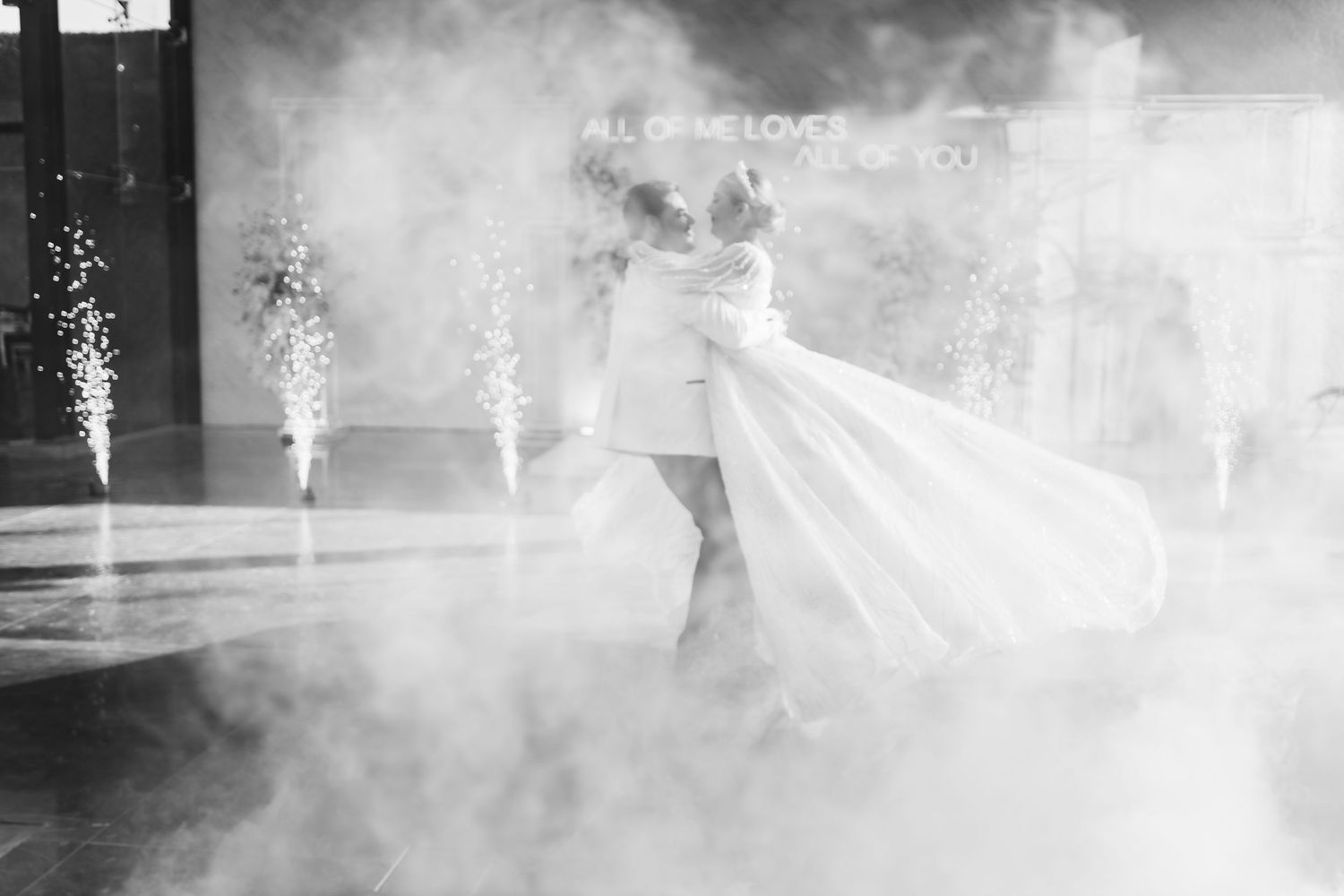 A mysterious ghostly fog spreads across several black and white images showing shadowy figures in misty landscapes.