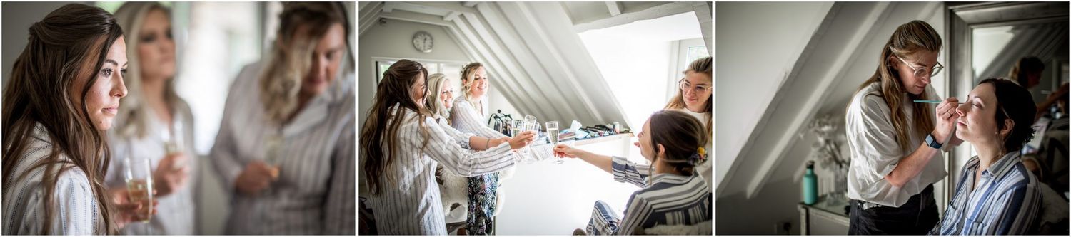 Candid moments captured during wedding day preparations in natural light.