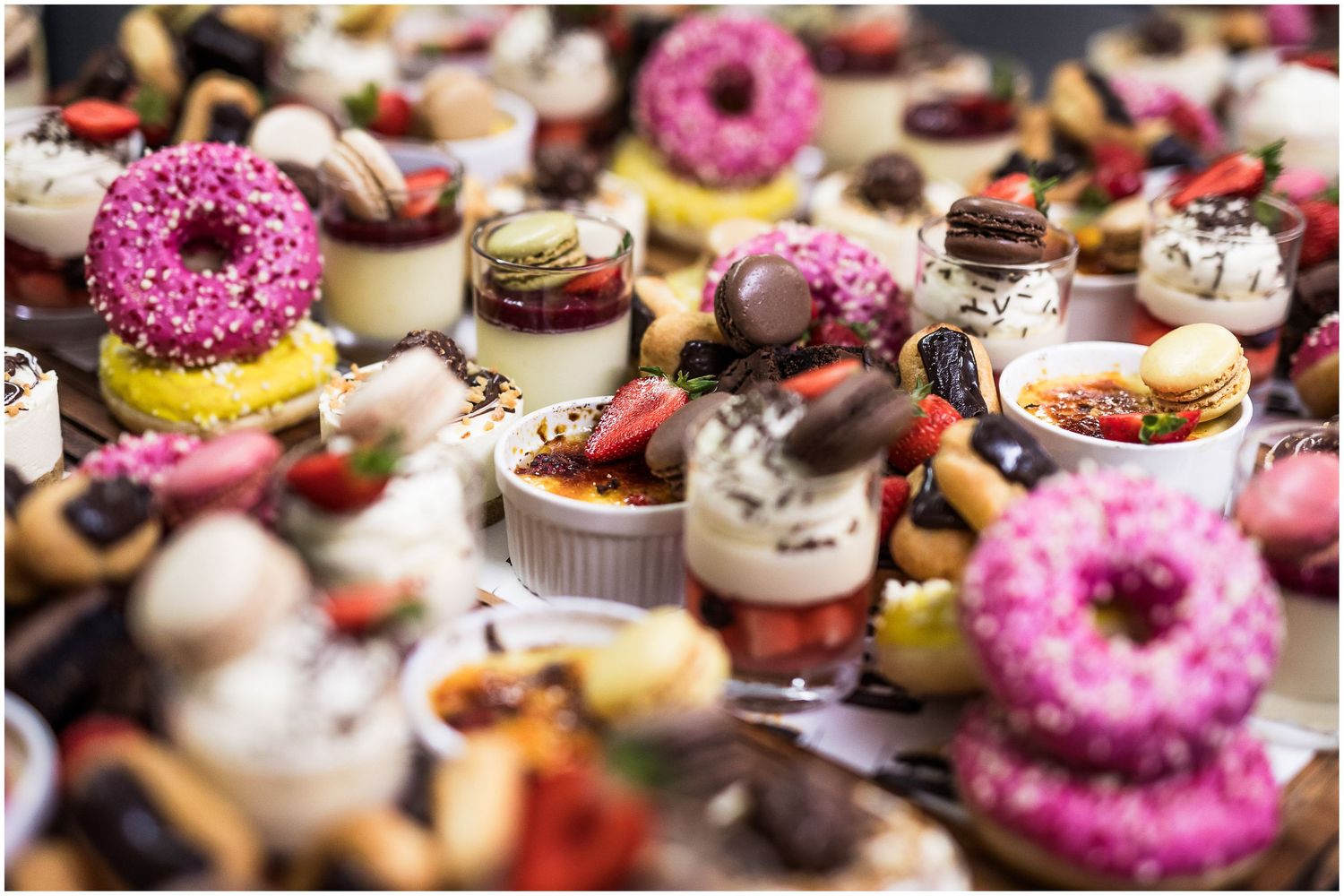 An elaborate dessert platter by Perfect Pig catering at Sopley Mill, Dorset wedding venue