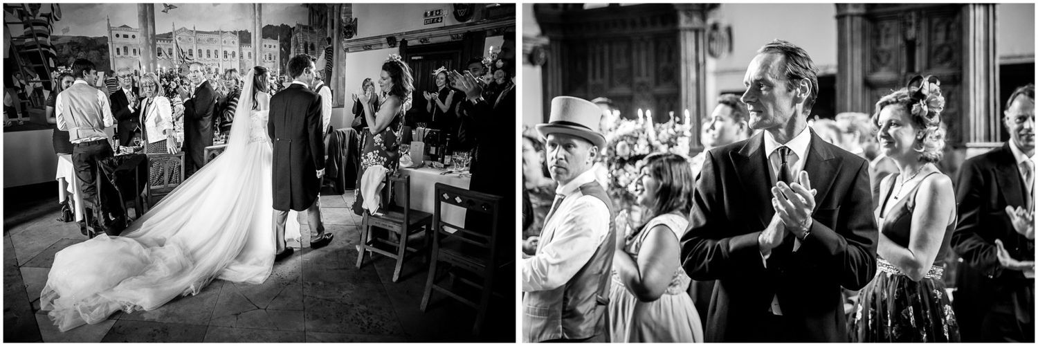 A series of black and white vintage photographs showing people gathered in various indoor and outdoor settings.