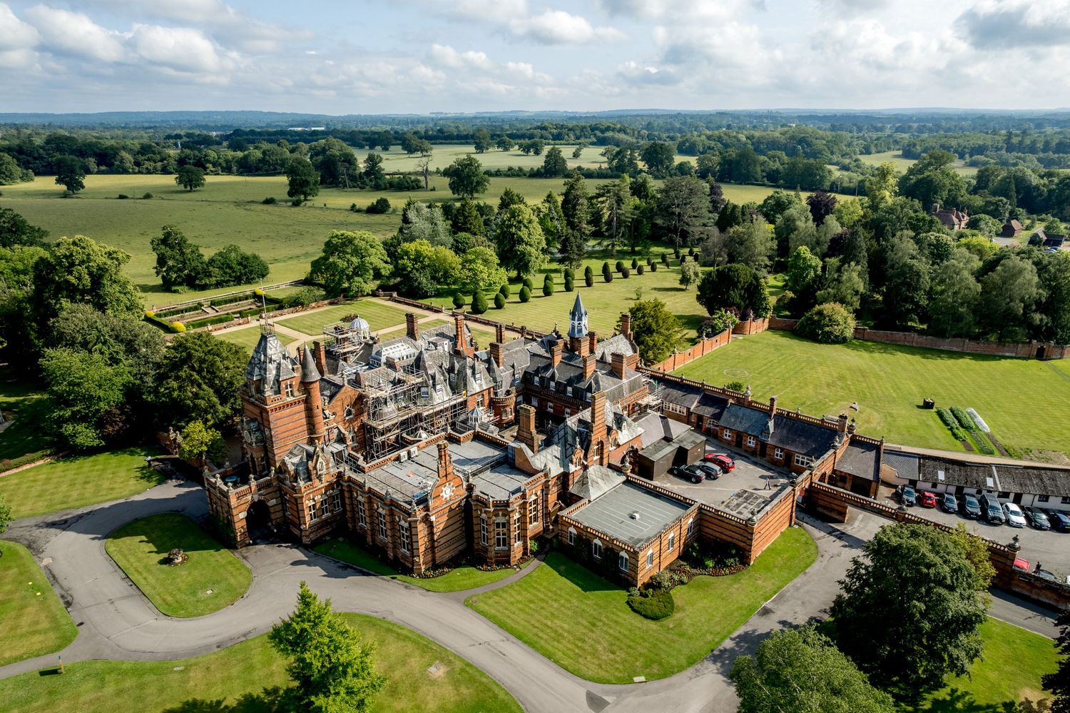 Drone photograph of The Elvetham, wedding venue and hotel in Hampshire