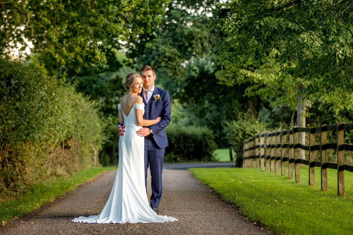 A bride and groom wedding photograph at Holywell Estate Hampshire