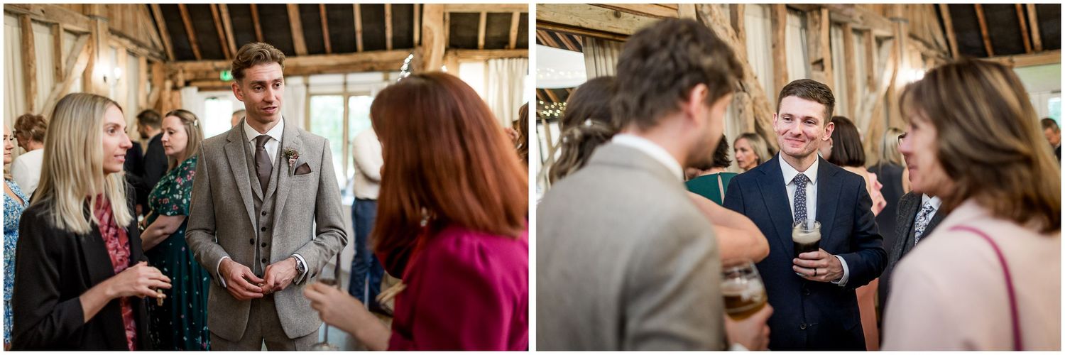 Wedding drink reception photographs inside Clock Barn near Whitchurch